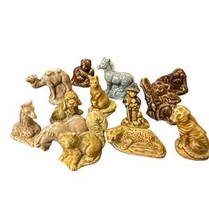 Wade  Whimsie Miniature Porcelain England Figurines Lot of 13 - 12 animals 1 Boy